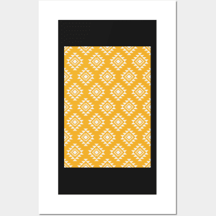 Aztec Pattern-Yellow and White Posters and Art